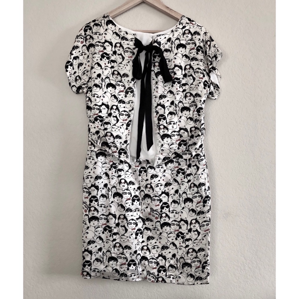 Lanvin Albert Elbaz face sketch print silk dress